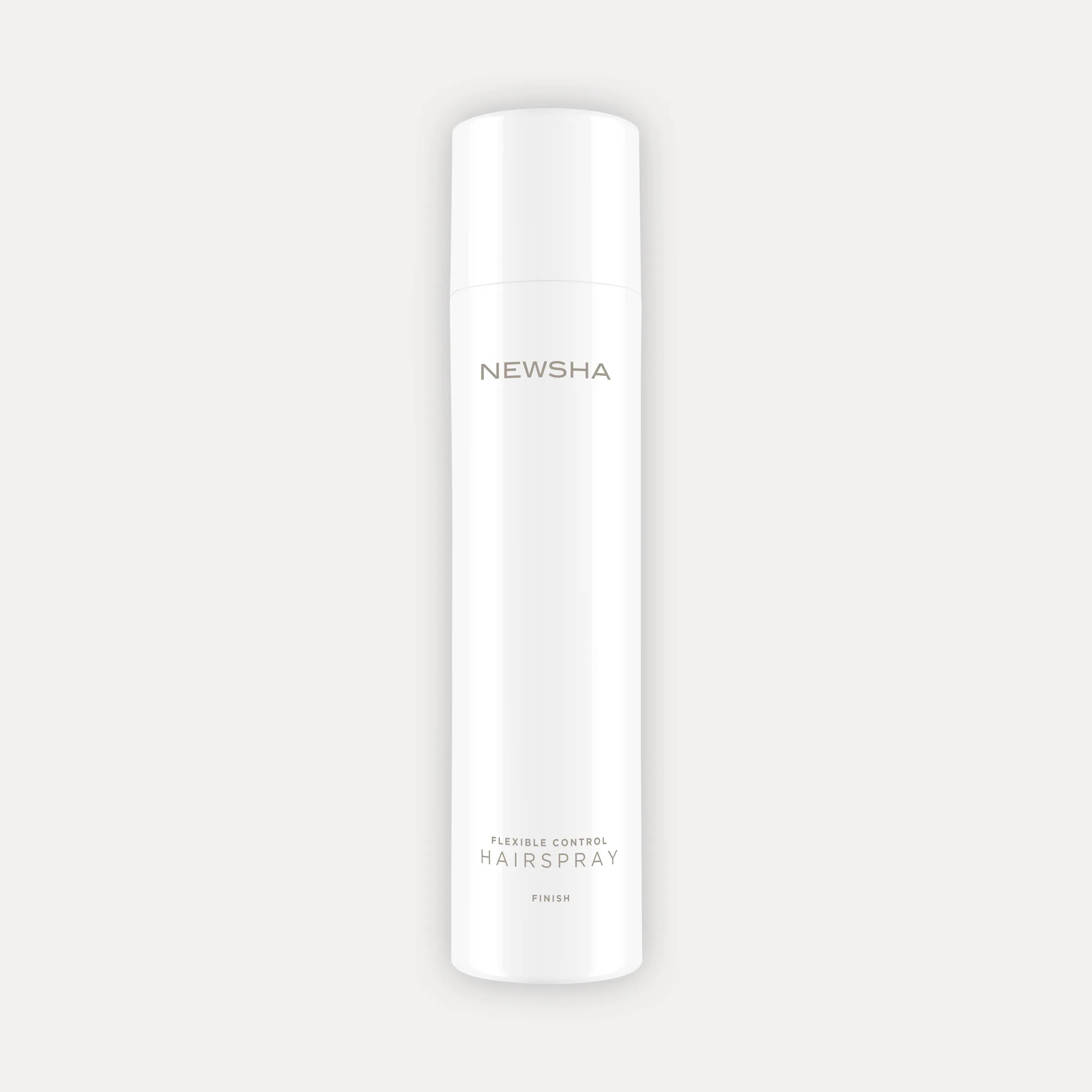 Wei&szlig;es NEWSHA Flexible Control Hairspray in schlanker Spraydose vor hellem Hintergrund.