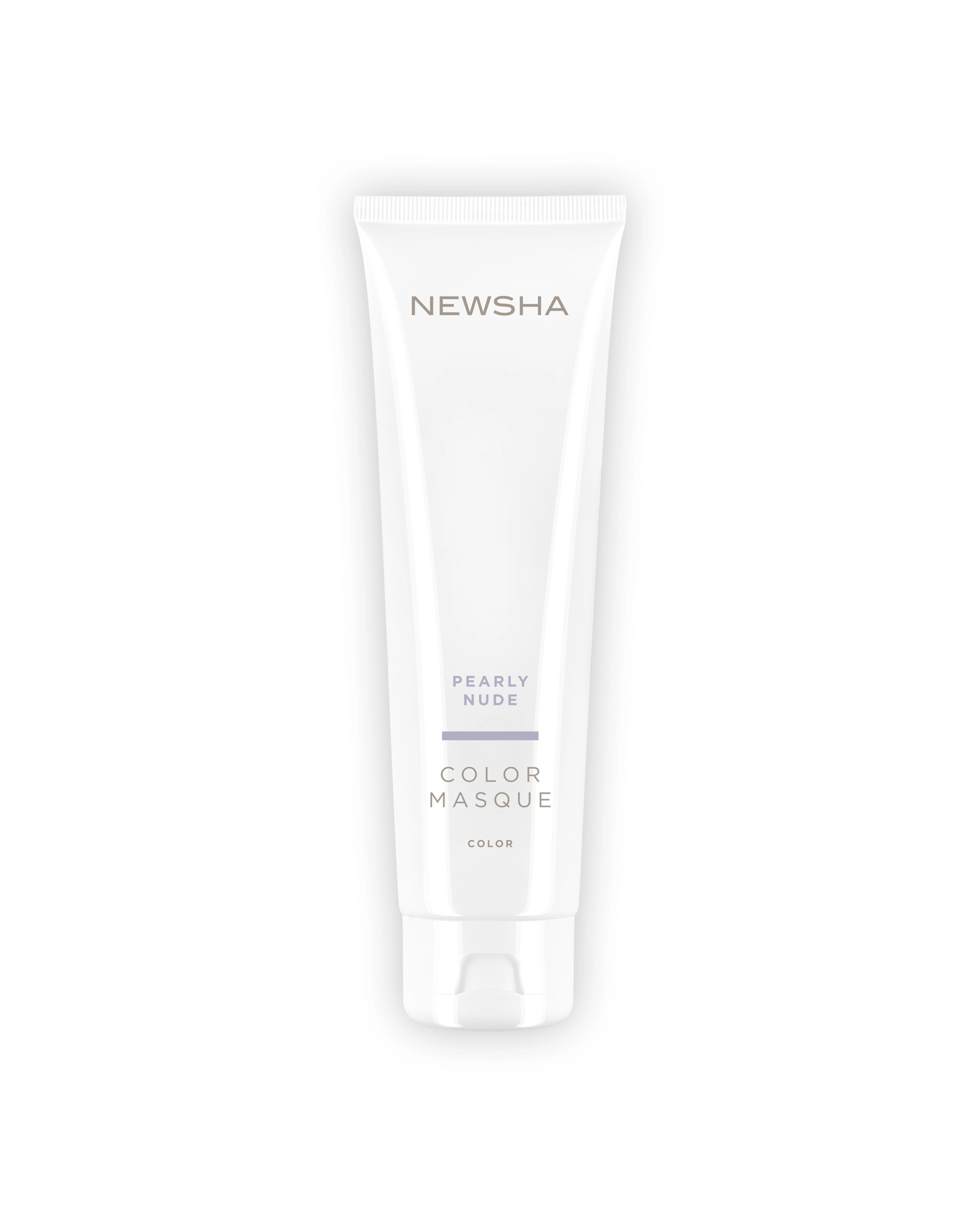 Eine wei&szlig;e Tube der NEWSHA Color Masque Pearly Nude vor we&szlig;em Hintergrund