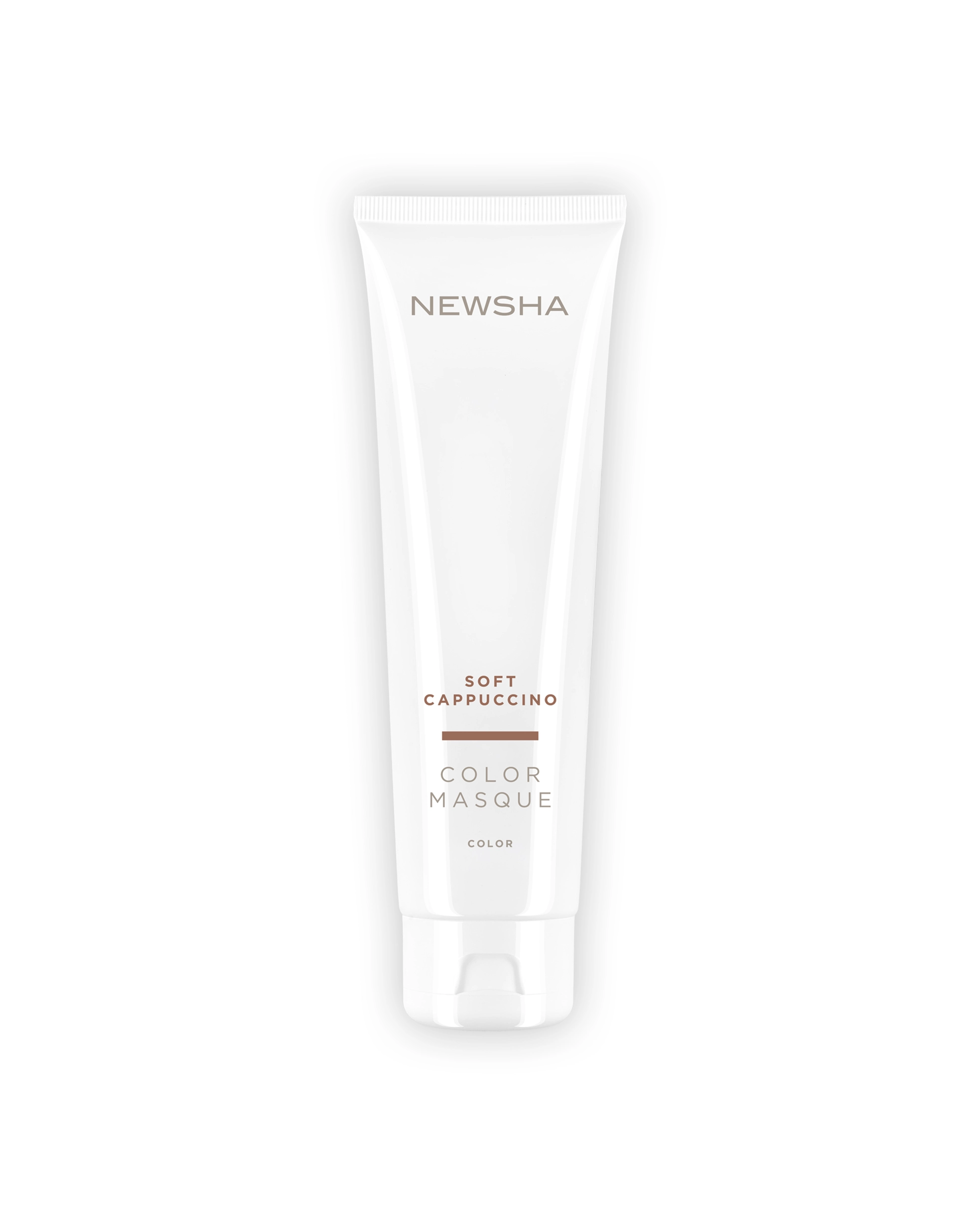 Eine wei&szlig;e Tube der NEWSHA Color Masque Soft Cappuccino vor we&szlig;em Hintergrund